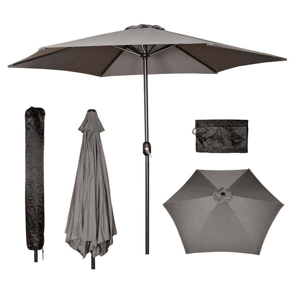 image 1 of Samuel Alexander 2.7m Havana Garden Patio Parasol with Crank Handle in Grey | Grey | Grey
