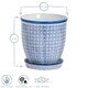 image 3 of Nicola Spring Hand Printed Plant Pot with Saucer - 22cm - Navy Blue