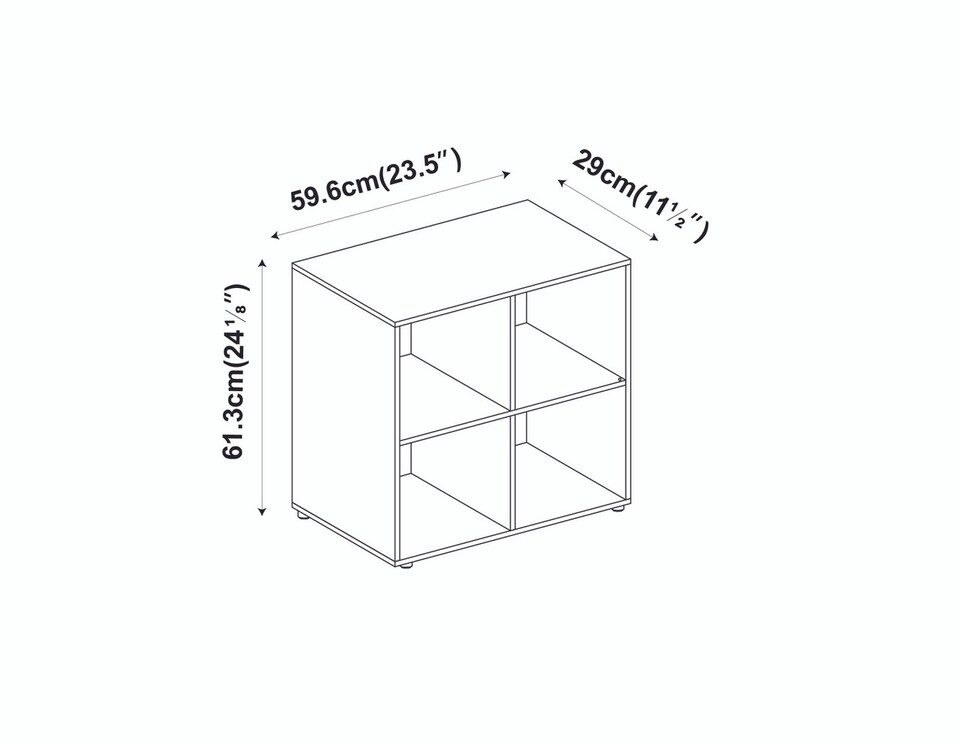 image 1 of 4-Cube Shelving Unit With Non Woven Inserts - Square | Grey | Grey & Yellow | 1