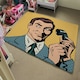 image 4 of Male businessman talking on the phone style pop art retro (Rug) Yellow | XL