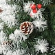 image 6 of Neo 2.1 m 7 ft Christmas Xmas Tree Flocked Snowy Effect Fake Pine Cone Red Berries Metal Stand Flocked Tips | Green