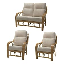 Desser Madrid Light Oak Rattan 2 Seater Sofa Set in Jasper - Conservatory Sofa Suite