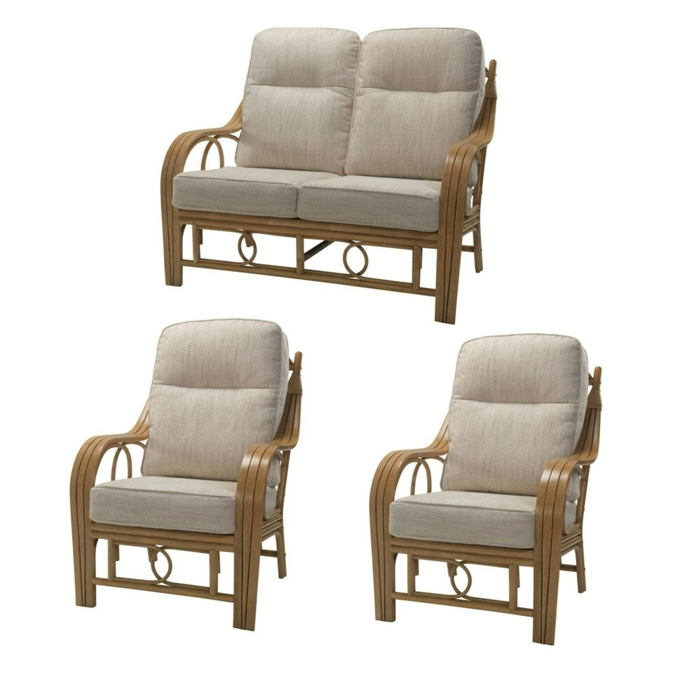 image 1 of Desser Madrid Light Oak Rattan 2 Seater Sofa Set in Jasper - Conservatory Sofa Suite