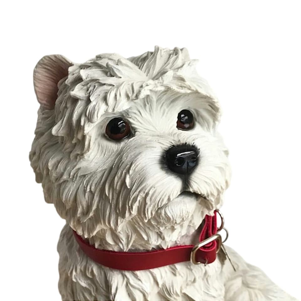image 1 of Large Realistic Sitting West Highland Terrier Westie Dog Figurine, By Leonardo