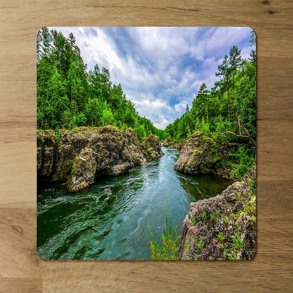 image 1 of River in mountain forest landscape (Placemat & Coaster Set)