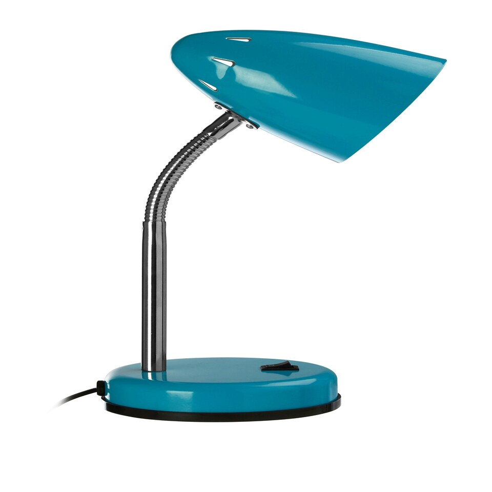image 1 of Interiors by Premier Blue Gloss Desk Lamp, Adjustable Living Room Desk Lamp, Minimalistic Desk Lamp for Reading & Writing