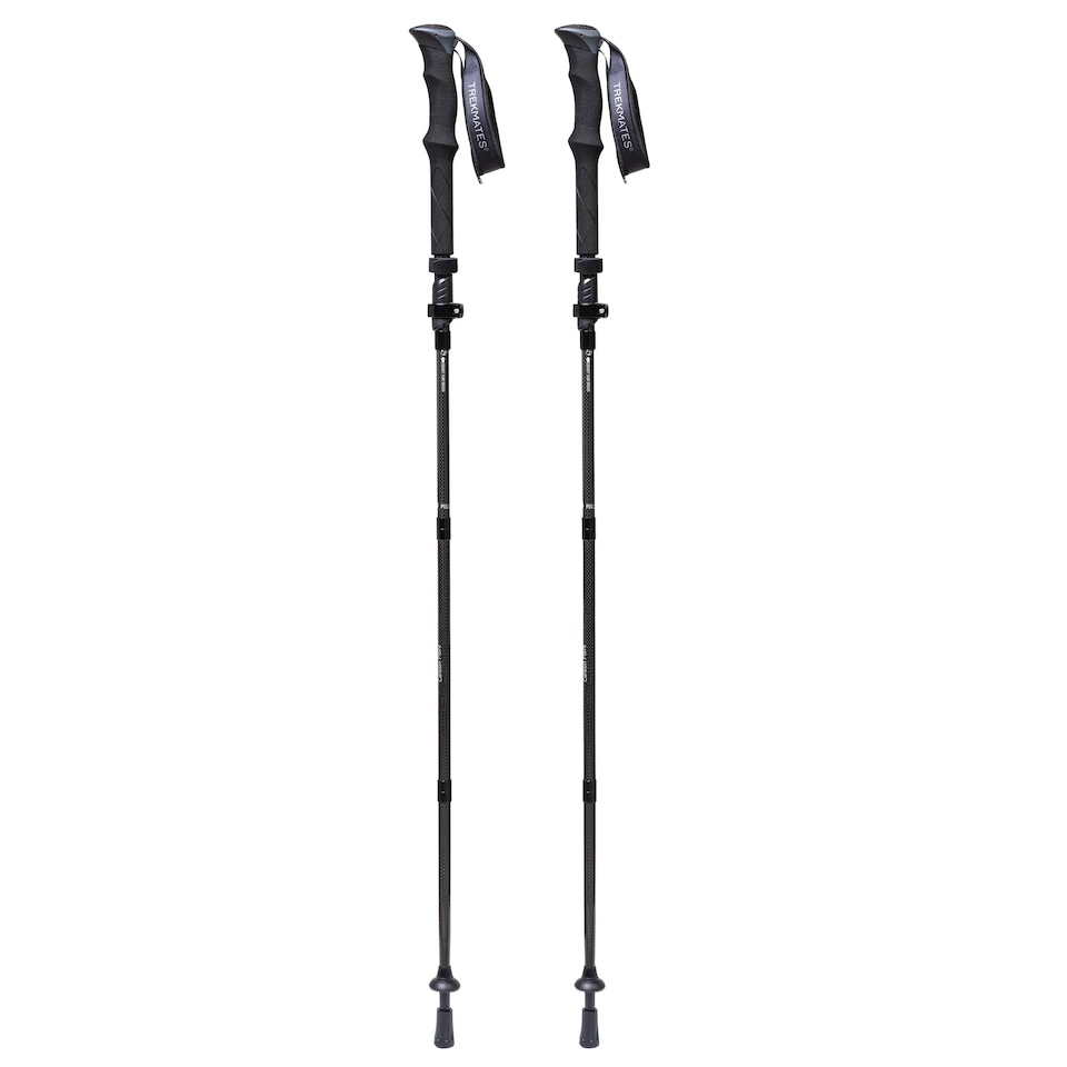 image 1 of Folding Carbon Pole Pair Lightweight Compact 5 Section Hiking Trekking Sticks | Black | Black | One Size | 2