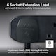 image 4 of Masterplug 6 Socket Extension Lead with 2m Cable, Wall-Fixing, Black