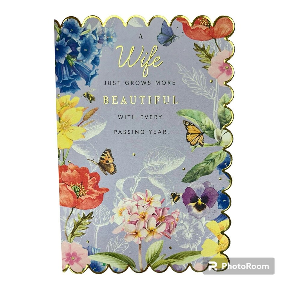 image 1 of Birthday Card for Wife Floral Artwork Design