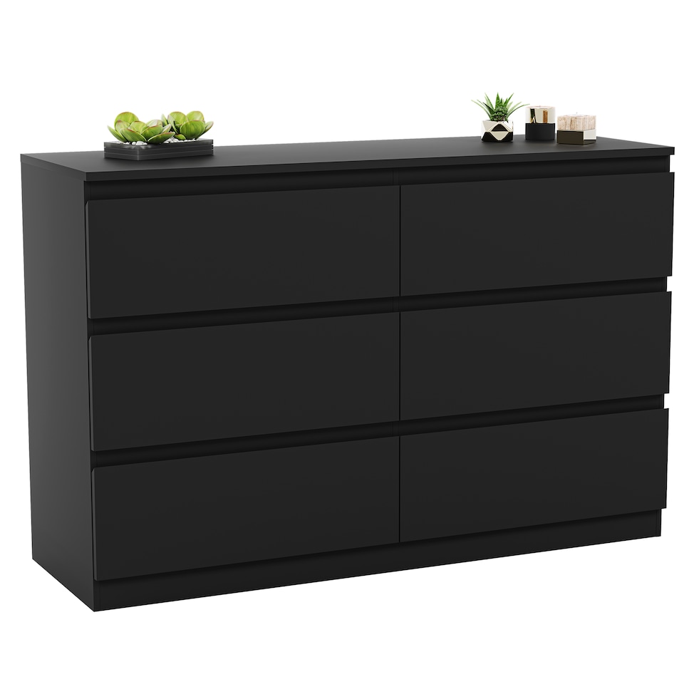 image 1 of Vida Designs Denver 6 Drawer Chest of Drawers Bedroom Storage, Black