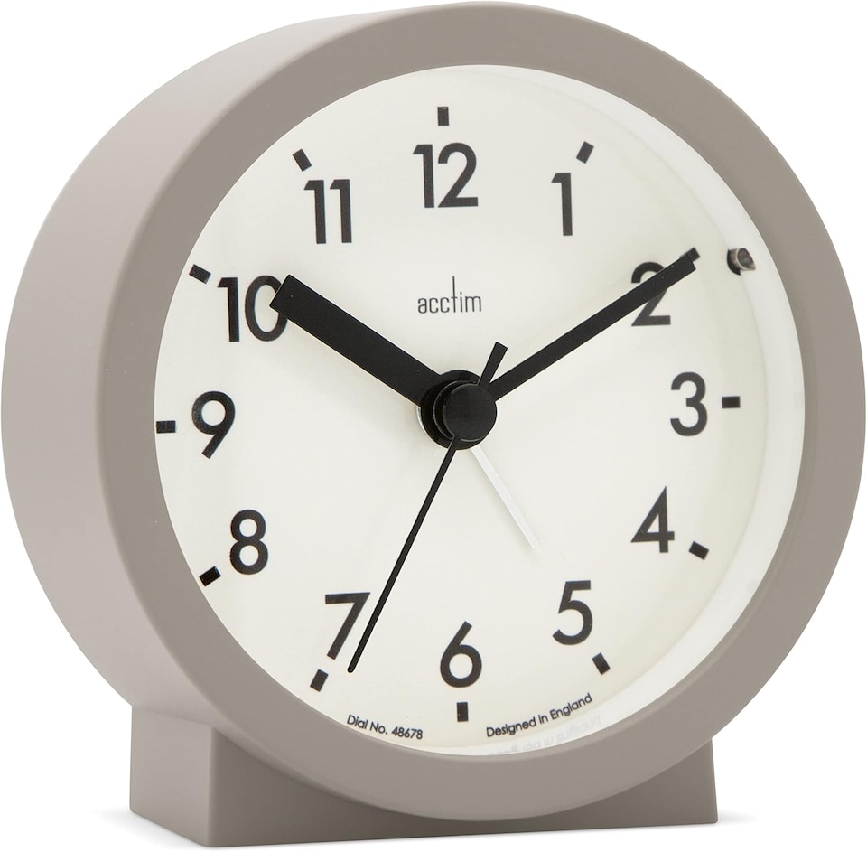 image 1 of Acctim Gaby Small Analogue Contemporary Bedside Alarm Clock | Brown | Mocha