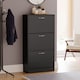 image 1 of Vida Designs 3 Drawer Shoe Cabinet Shoe Rack Storage Cupboard, Black