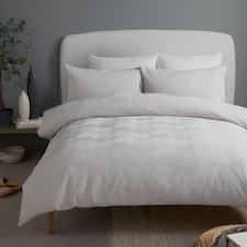 Serene Embossed Geo Duvet Cover Set Grey