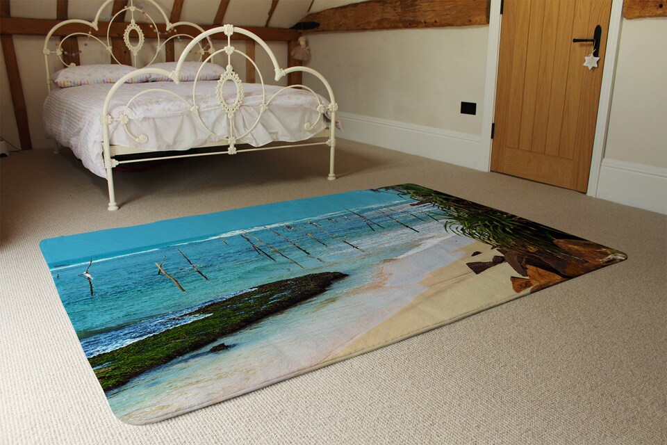 image 1 of Fishermen On The Ocean Coast Of Sri Lanka Designer Rug | Multi