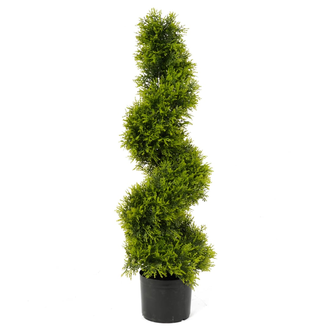Best Artificial 3ft - 90cm Green Cedar Spiral Topiary Tree - Suitable for Outdoor Use - Weather & Fade Resistant