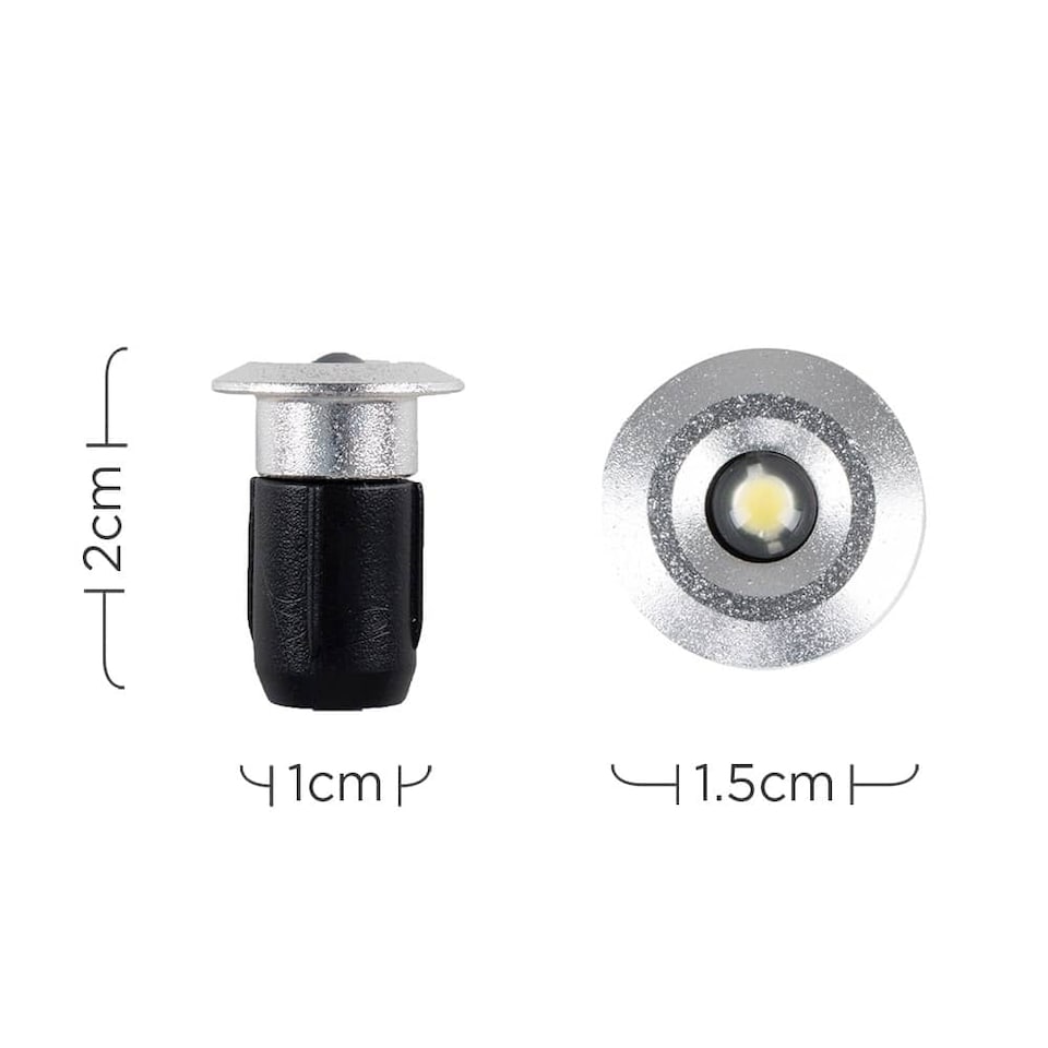 image 1 of ValueLights 10 Pack IP67 Rated 15mm White LED Round Decking Kitchen Plinth Lights Kit