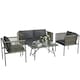 image 2 of Outsunny 4 Piece Rattan Garden Furniture Set, 4 Seater Wicker Outdoor Furniture Set with 2 Armchairs, Loveseat, Glass Top Coffee Table and Cushions for Balcony, Porch, Grey