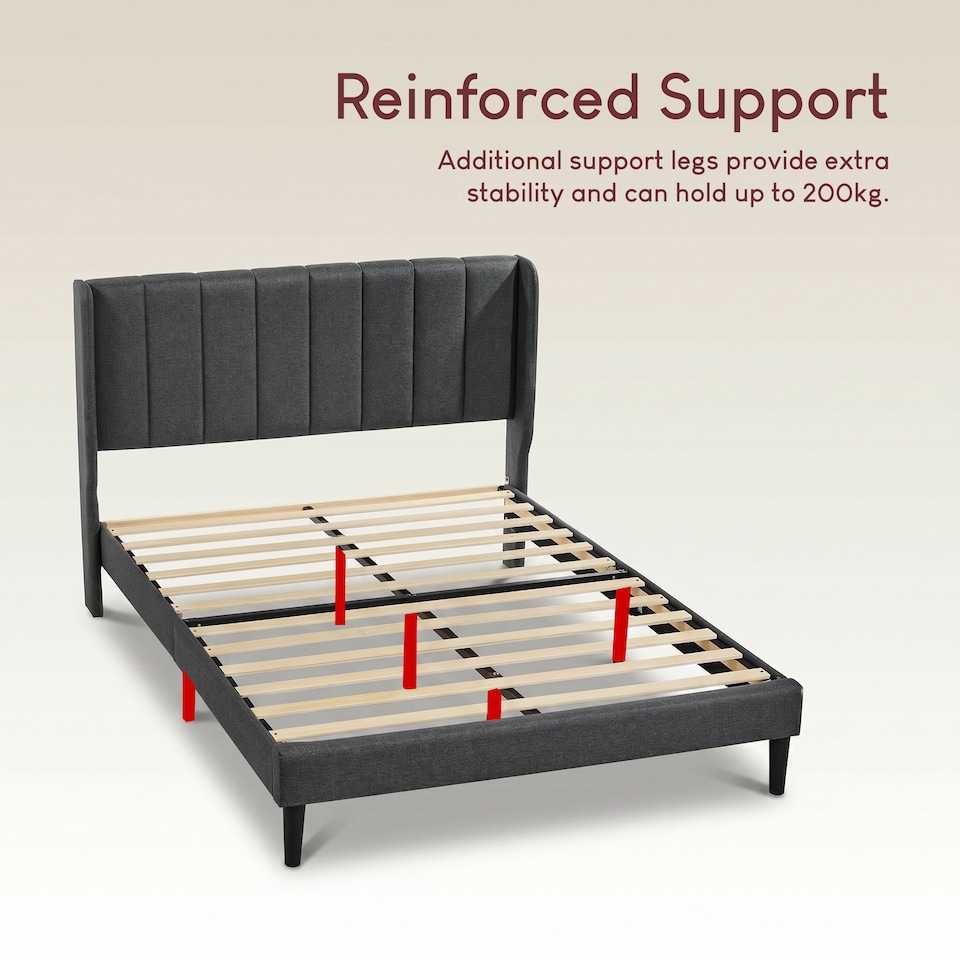 image 1 of Vida Designs Vianna Dark Grey Linen Fabric Bedroom Bed Frame - King Size
