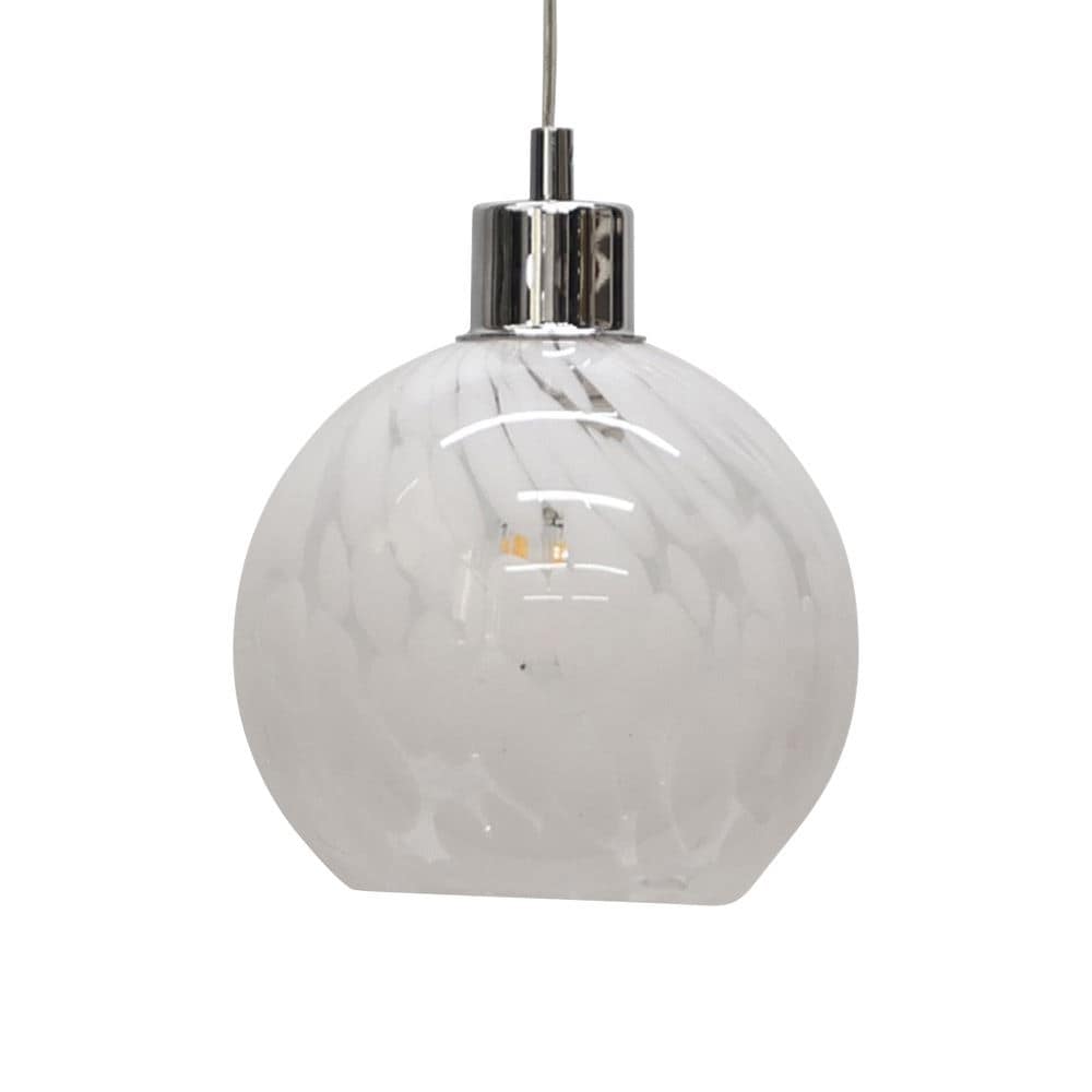 First Choice Lighting Confetti - Glass Globe with Chrome Pendant Fitting in White