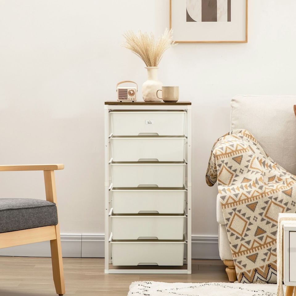 image 1 of HOMCOM Chest of Drawers, 6 Drawer Unit Storage Chest Bedroom