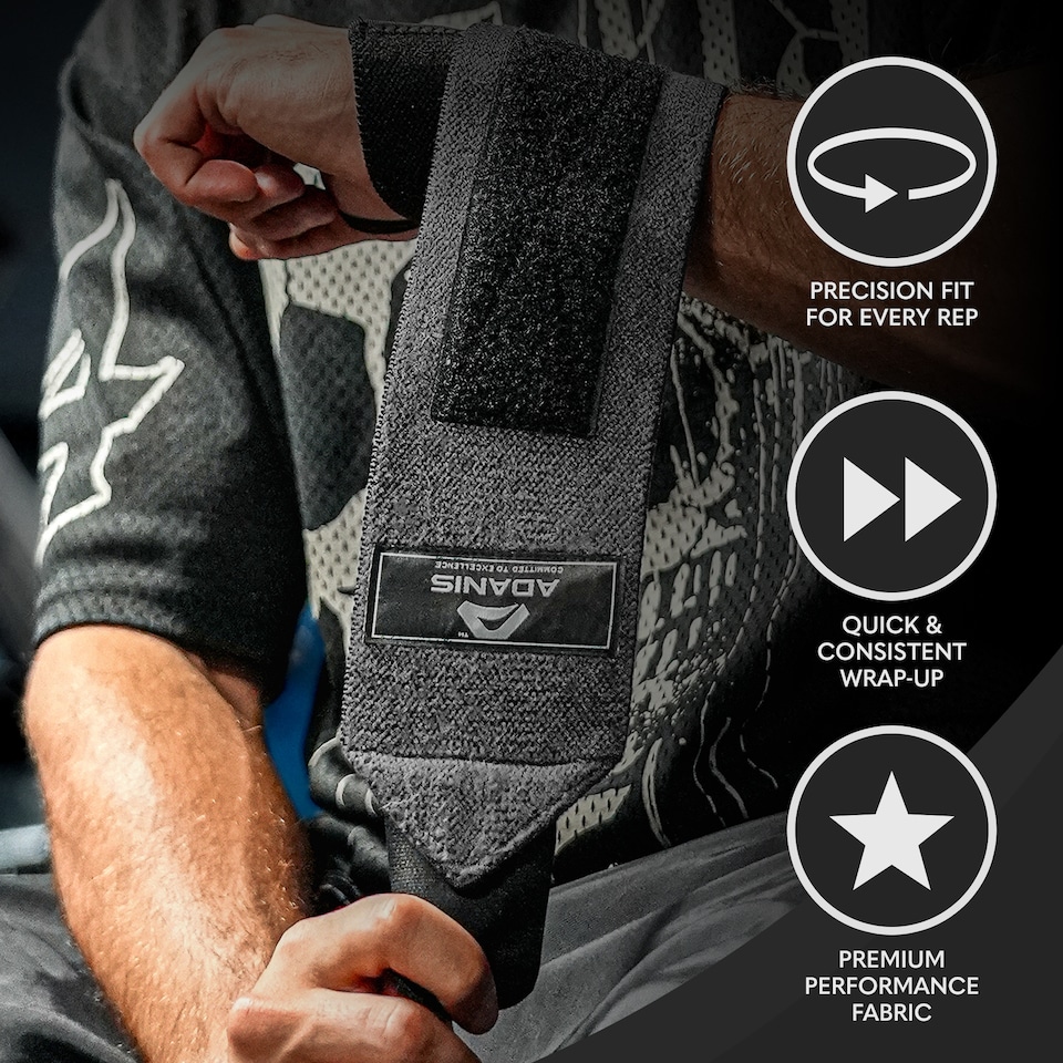 image 1 of Adanis Wrist Wraps for Weightlifting (Pair), Adjustable Wrist Support