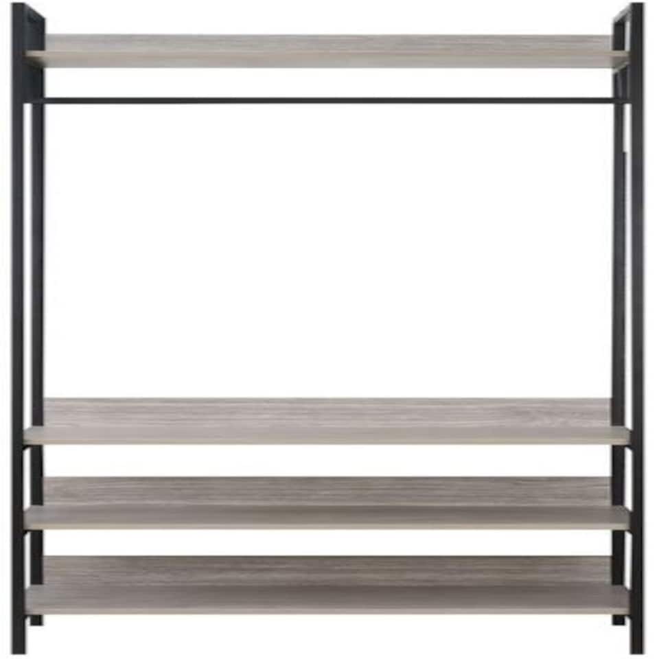 image 1 of Alva Open Wardrobe with 4 Shelves Grey | Grey Oak