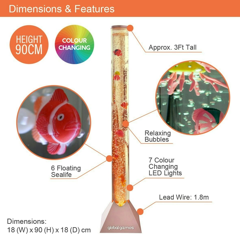 image 1 of 90cm Fish Water Bubble Lamp - Rose Gold