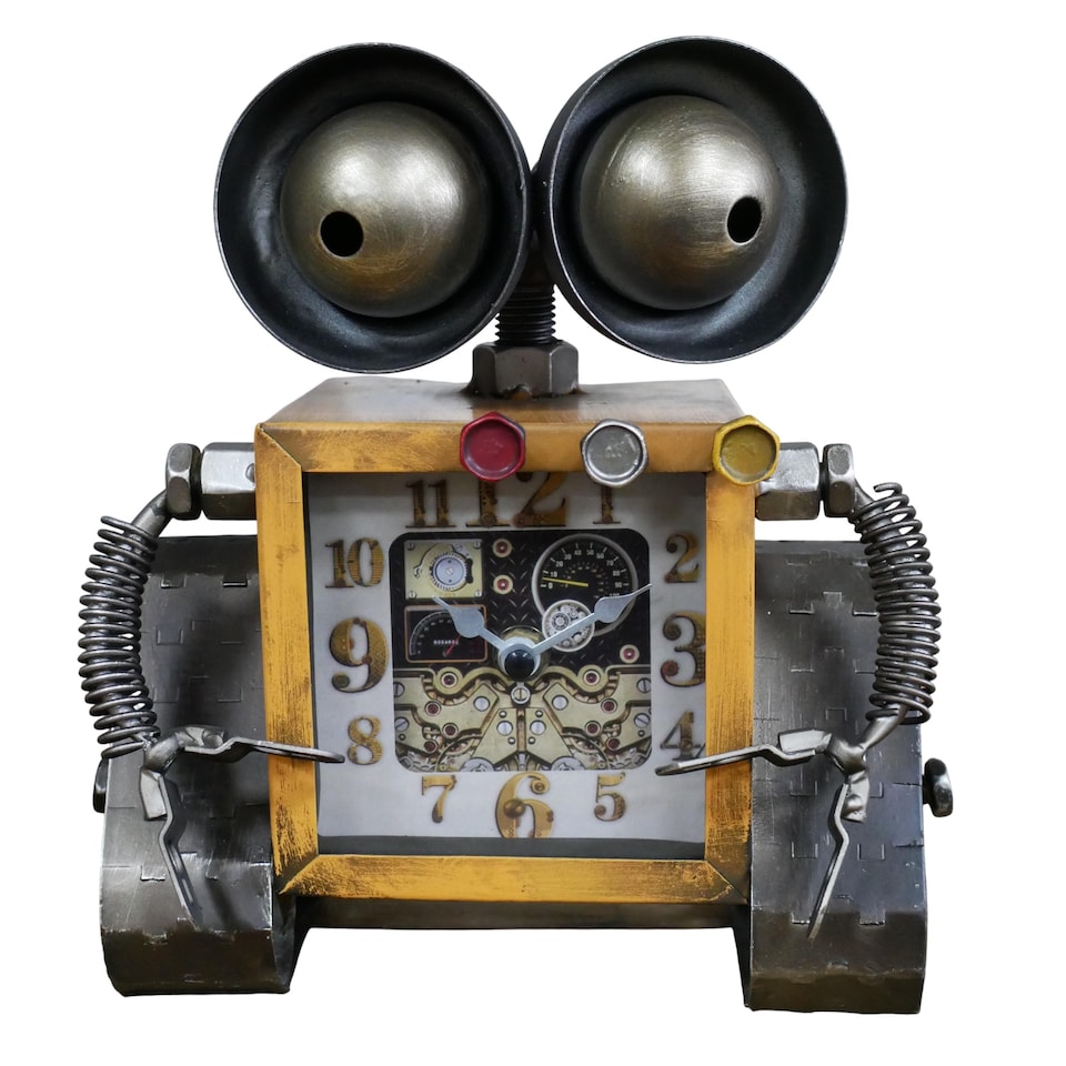 image 1 of Gifts Direct 2 U Square Industrial Robot Quartz Shelf Clock