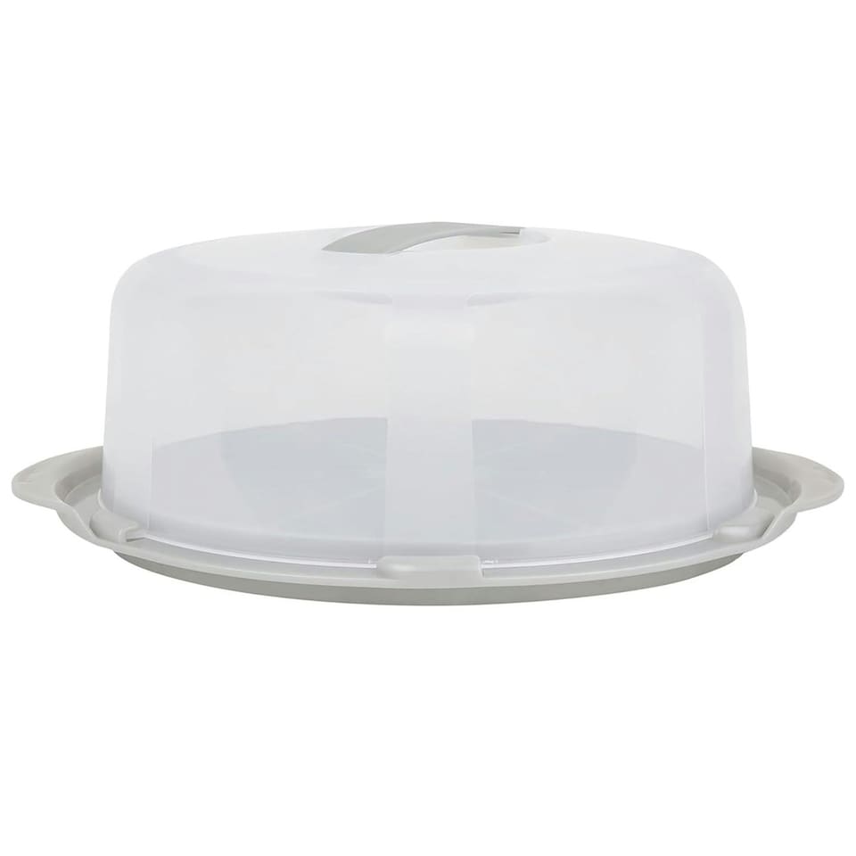 image 1 of Clear Durable Plastic Round Cake Box With Airtight Lids & Carry Handles Keeps Cakes Fresh