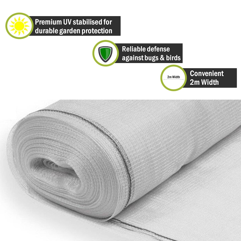 image 1 of Pegdev White Heavy Duty Plants & Crops Netting 2m x 26m UV Stabilised Mesh