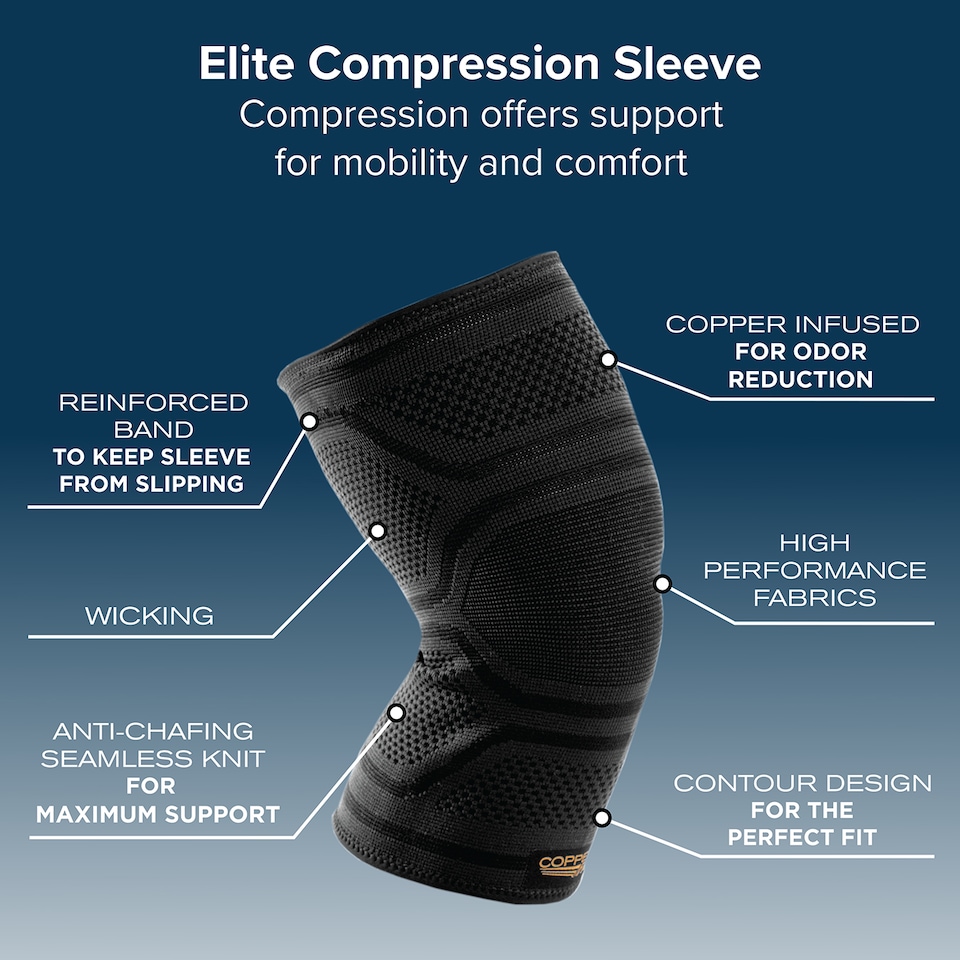 image 1 of Copper Fit Elite Knee Sleeve Small&Medium | Black