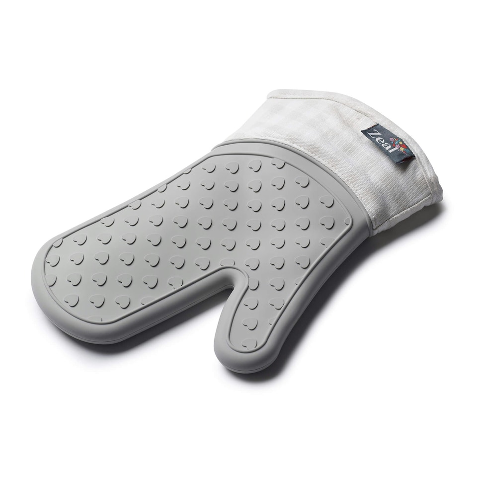 image 1 of Steam Stop™ Silicone Single Oven Glove, Gingham Grey | French Grey