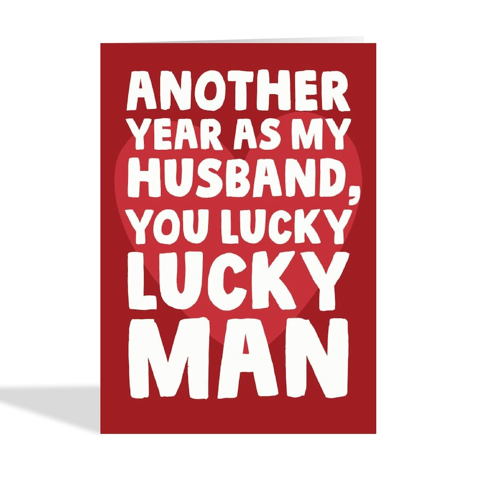 image 1 of Funny Lucky Man Anniversary Card For Husband
