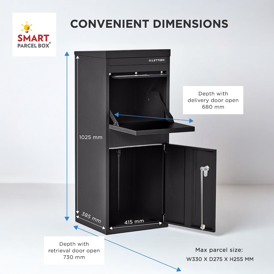 image 1 of SMART PARCEL BOX® Large Front & Rear Access | Black | 1