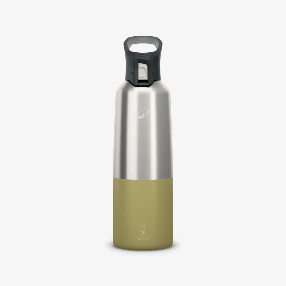 image 1 of Decathlon 1L insulated stainless steel flask 900 with quick-release cap for hiking