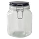image 2 of Interiors by Premier Glass Storage Jar – 1050ml (Set of 3 Assorted Colours), Clear Glass Canisters with Airtight Clip-Top Lids