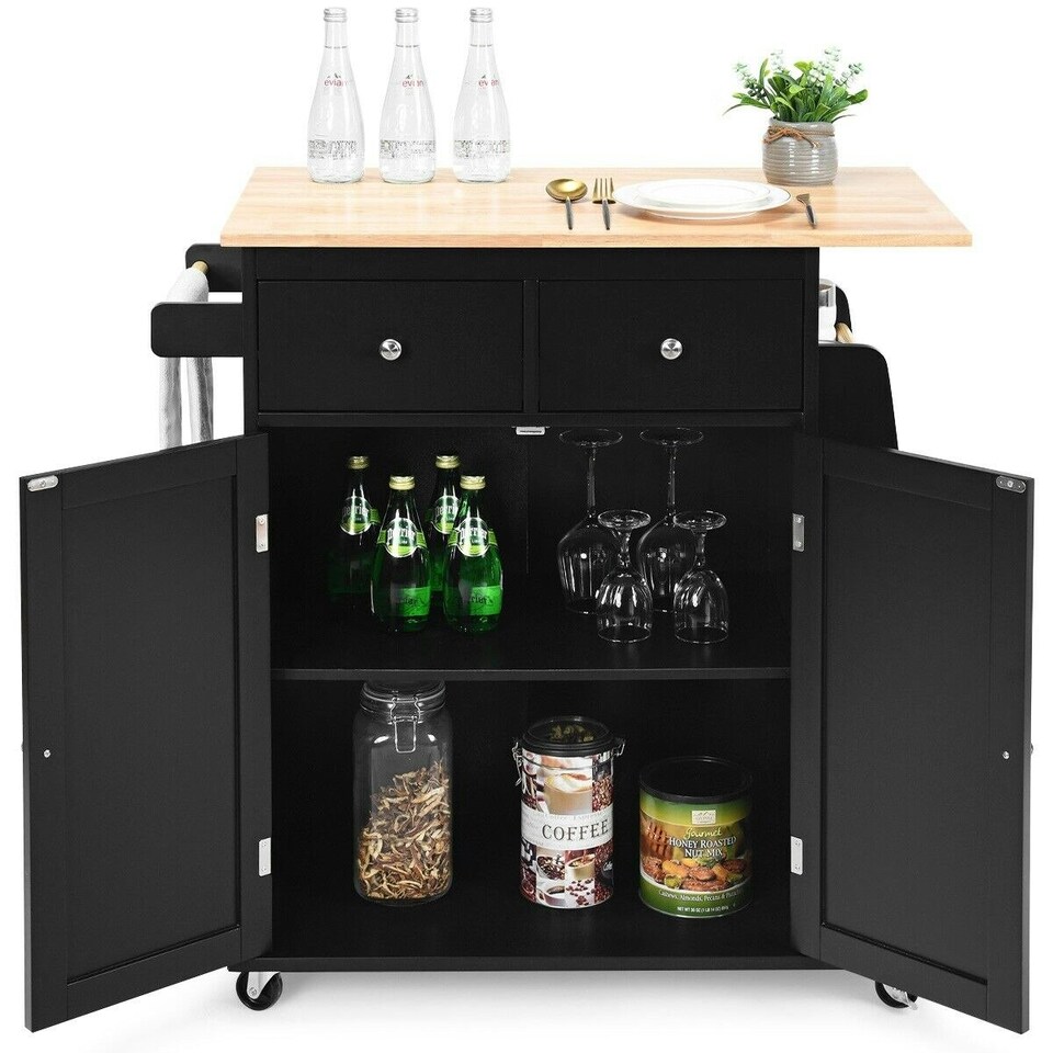 image 1 of COSTWAY Kitchen Island Rolling Storage Cabinet Trolley Cart