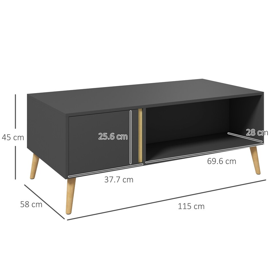 image 1 of HOMCOM Coffee Table Modern Centre Table with Storage Rectangular Grey Grey