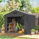 image 2 of Outsunny 8 x 6 ft Garden Storage Shed with Roll-up Zipper Door, Dark Grey