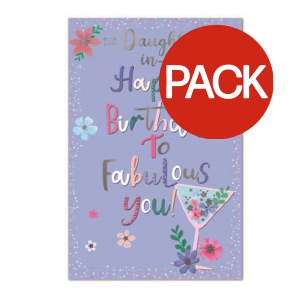 Simon Elvin Daughter In Law Birthday Greetings Card (Pack of 6) - Light Purple/Multicoloured - One Size