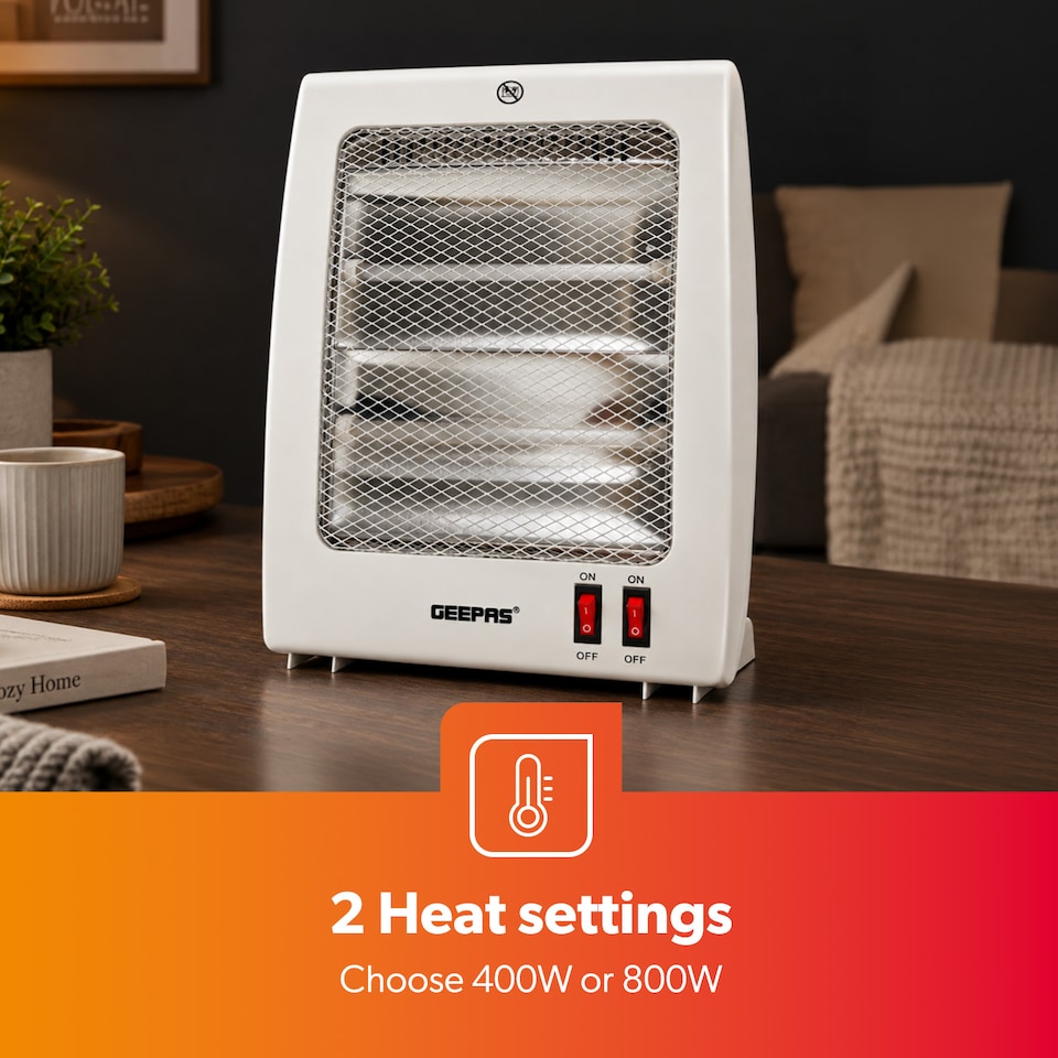 image 1 of GEEPAS Quartz Halogen Heater Portable Room Heater 800W
