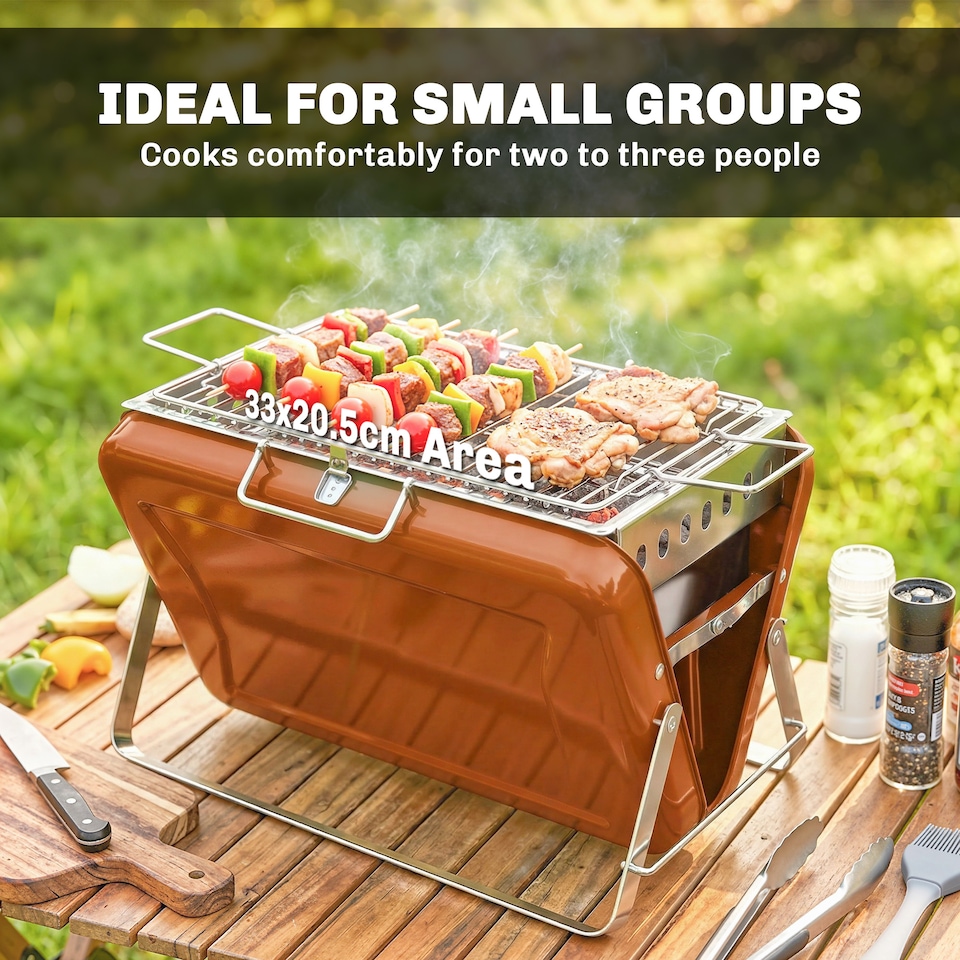 image 1 of Outsunny Charcoal BBQ Grill Portable with Tilting Grate | Orange | Black | 40 x 28 x 25.5 cm