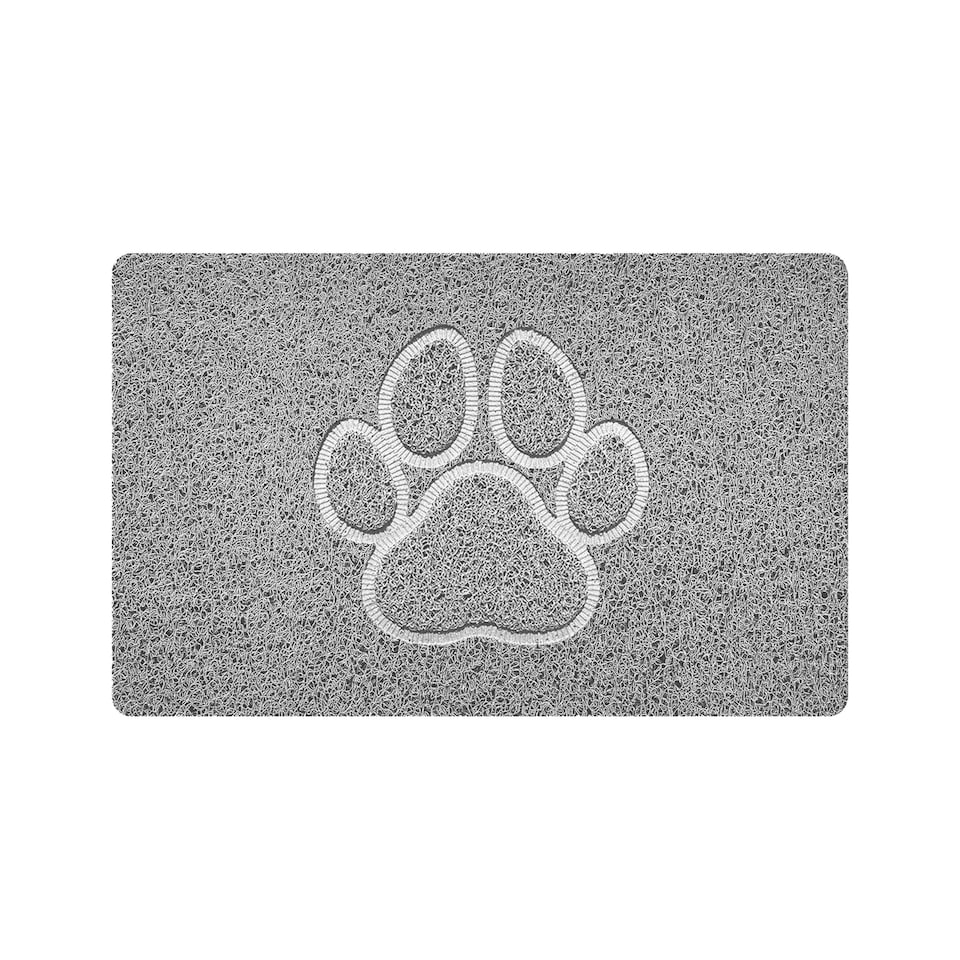 image 1 of Embossed Spaghetti Loofah Anti Slip Shower Mat - Paw Grey | Quadrant 60x60cm