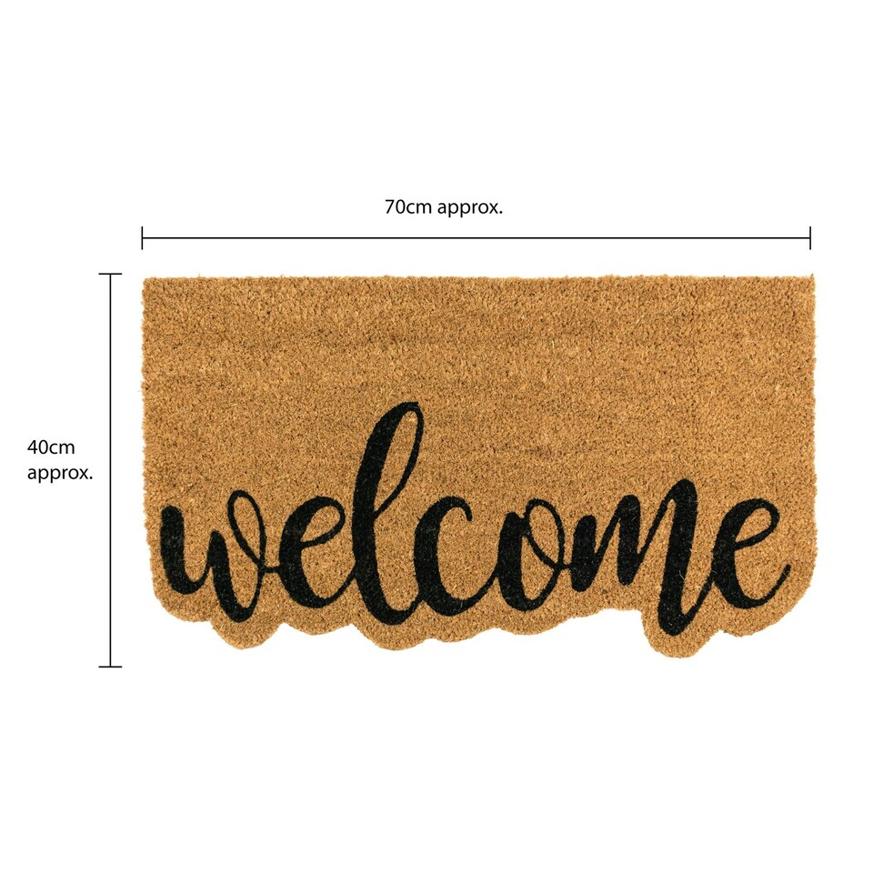image 1 of JVL Latex Backed Coir Entrance Doormat, 40x70cm - Shaped Welcome