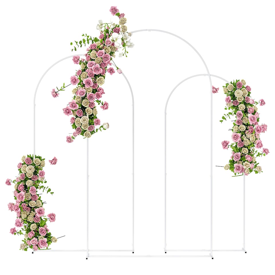 image 1 of Outsunny Wedding Arch Frame Set, 2.2, 2, 1.8 m Arch Backdrop Stand White | White | White | Large: 120x40x220 cm; Medium: 100x40x200 cm; Small: 80x40x180 cm