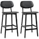 image 1 of HOMCOM Breakfast Bar stools Set of 2 with PU Leather Cover, Wood Legs