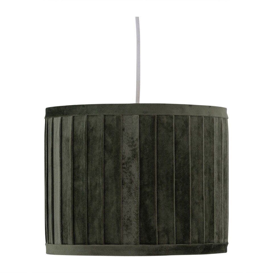 image 1 of Set of 2 Sundance - Dark Green Velvet Pleated 25cm Lamp Shades with Gold Inner | Green | Gold | Medium | 2