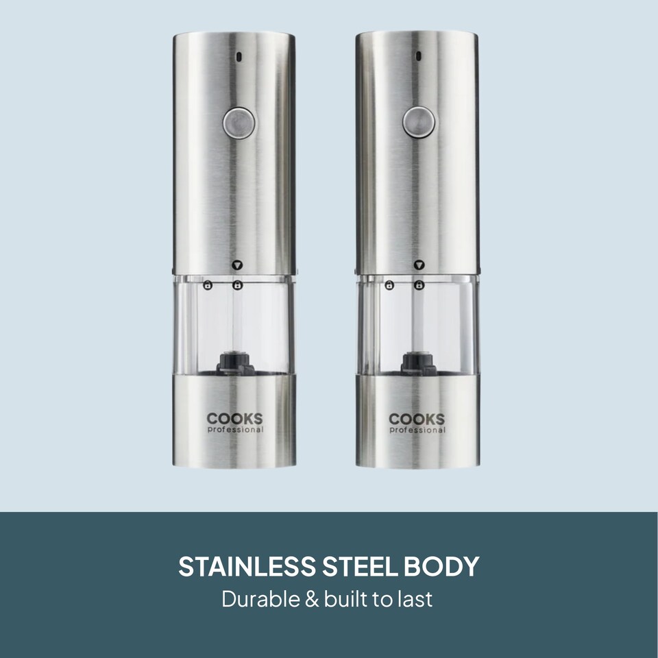 image 1 of Cooks Professional Rechargeable Salt and Pepper Mill Set with Bamboo Base