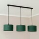 image 3 of ValueLights Reni Forest Green Drum Shade 3 Drop Bar Matte Black Diner Ceiling Pendant Light Black