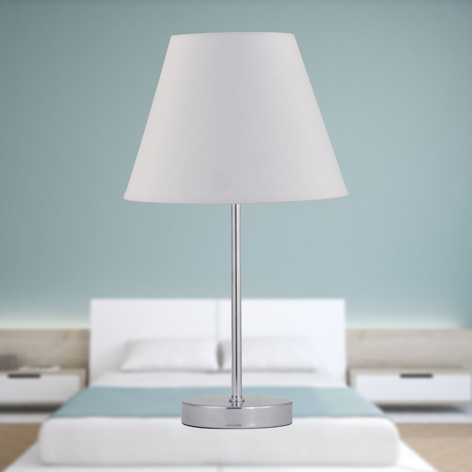 image 1 of Ivory Cotton 20cm Diameter Tapered Fabric Lamp Shade | White | Medium | 1